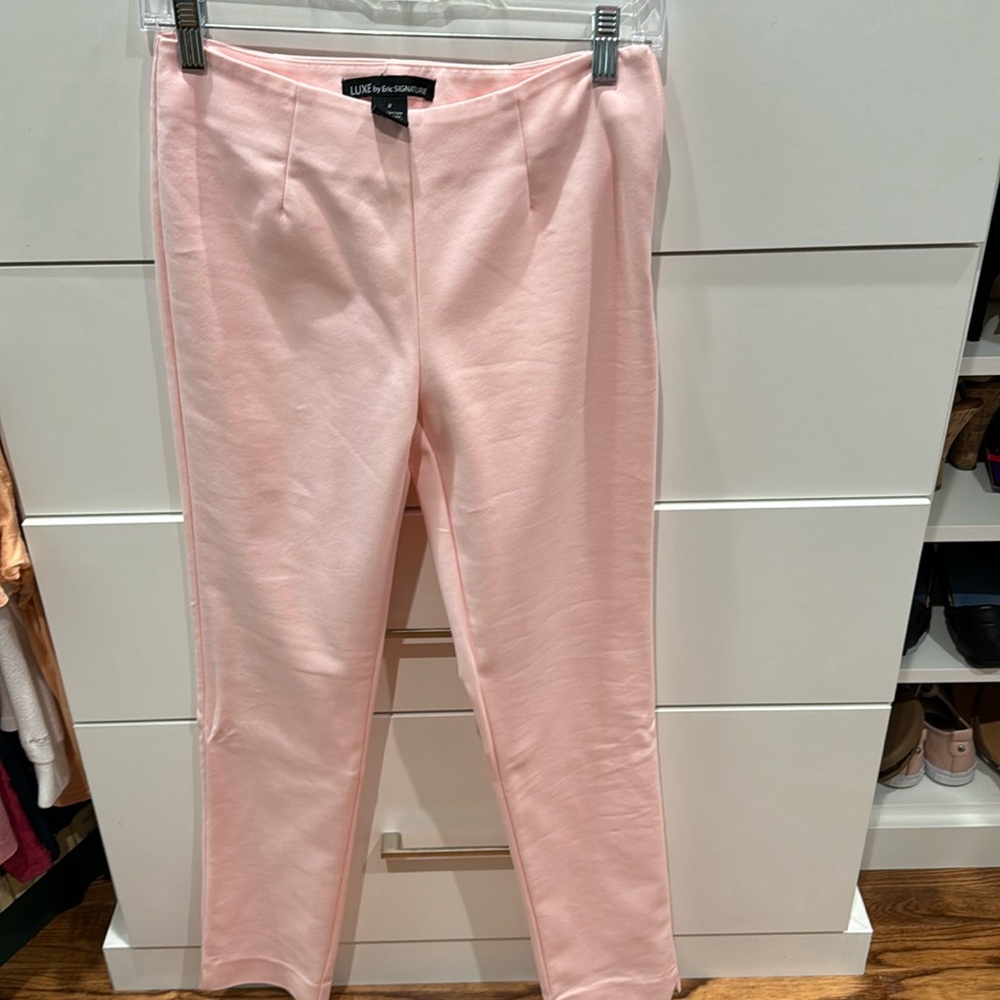 Luxe By Eric Signature Dress Pants Women's 2 Pale Pink Flat Front Straight Leg